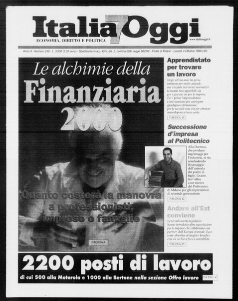 Italia oggi : quotidiano di economia finanza e politica